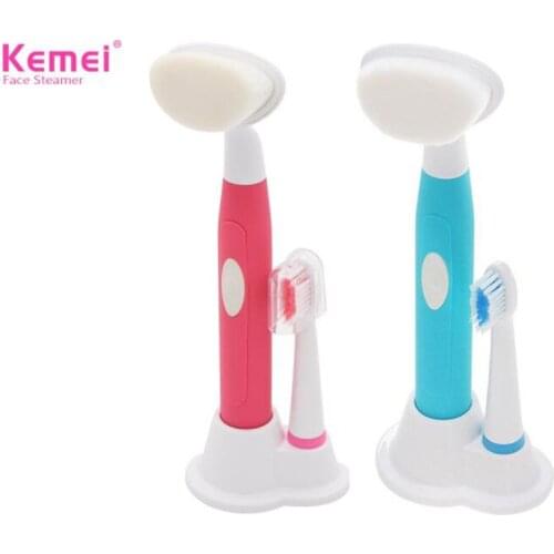 KEMEI KM-3106 2 In 1 Electric Toothbrush Facial Cleanser Face Tooth Nursing Cleaner Electric Toothbrush Face Skin Brush Massager