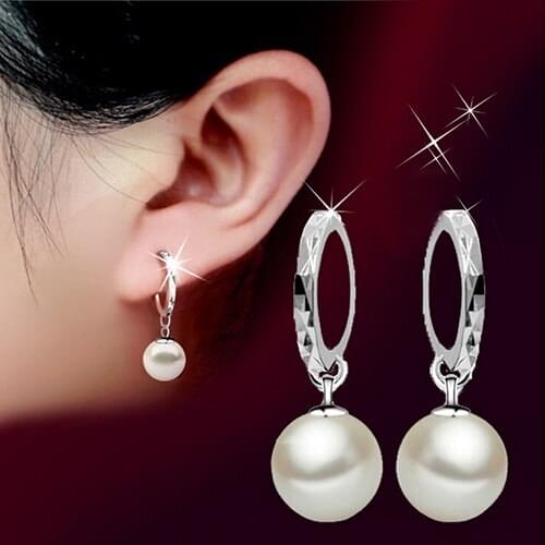 2020 Pearl Earrings Genuine Natural Freshwater Pearl 925 Sterling Earrings Pearl Jewelry For Wemon Wedding Gift
