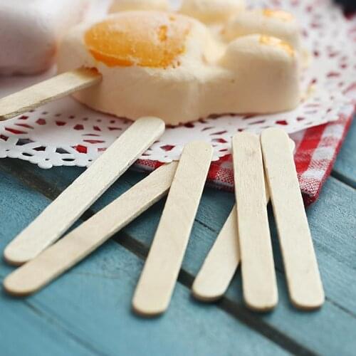 50PCS Natural Wood Ice Cream Stick DIY Safe Wooden Popsicle Stick Ice Pop Stick Ice Cream Sticks Popsicle Home DIY Ice Pop Stick
