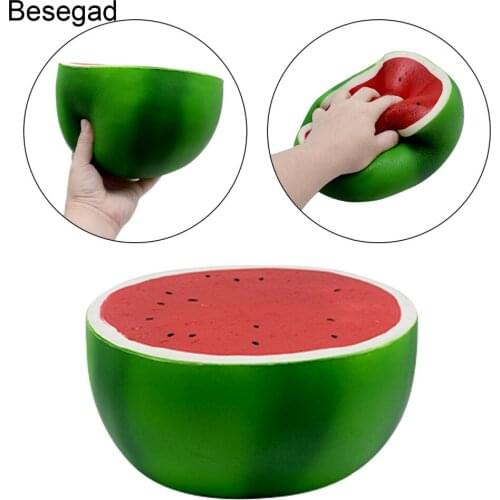 Besegad 24.5CM Big Cute Kawaii Jumbo Squishy Watermelon Fruit Squeeze Squishi Super Slow Rising Toy for Relieves Stress Anxiety