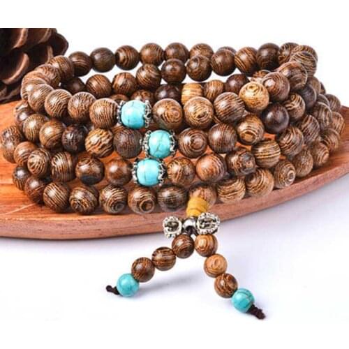 Pulseras 108 Beads 6mm Natural Sandalwood Buddhist Buddha Wood Prayer Bead Mala Unisex Men Bracelets & Bangles Jewelry Bijoux