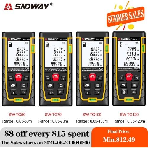 SNDWAY Laser Distance Meter SW-TG Series 50M 70M 100M 120M Rangefinder Continuous Max./Min. Area Volume Measurement
