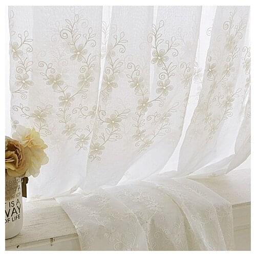 European and American style embroidered screens for living room bedroom window treatment floral design curtain tulle