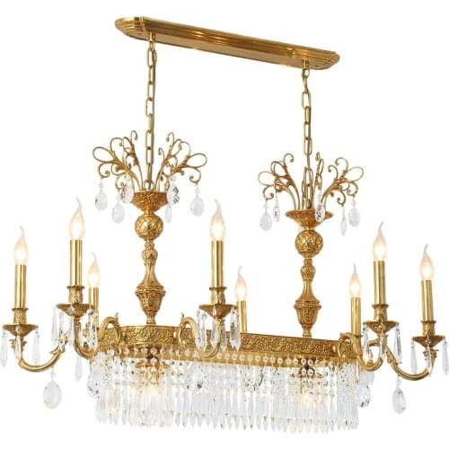 French copper crystal chandelier European luxury living room dining room duplex floor lamp atmosphere villa hotel hall lighting