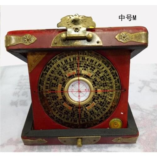 Chinese Feng Shui old compass with dragon wooden box SHIPPING FREESOM