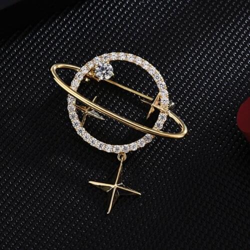 Korean Zircon Womens Suit Brooches Simple Star Pin Coat Accessories Star Brooch