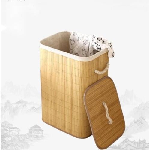 Clothing Laundry Basket Bamboo Hand Woven Folding Large Capacity Clothes Storage Baskets Hamper Children Toy Storage Bucket