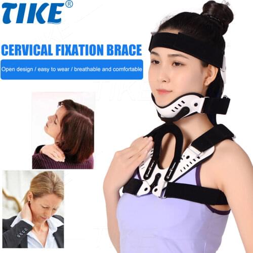 TIKE Cervical Neck Traction Device Brace & Collar - Neck Shoulder Pain Relief - Stretcher Massager for Improved Spine Alignment