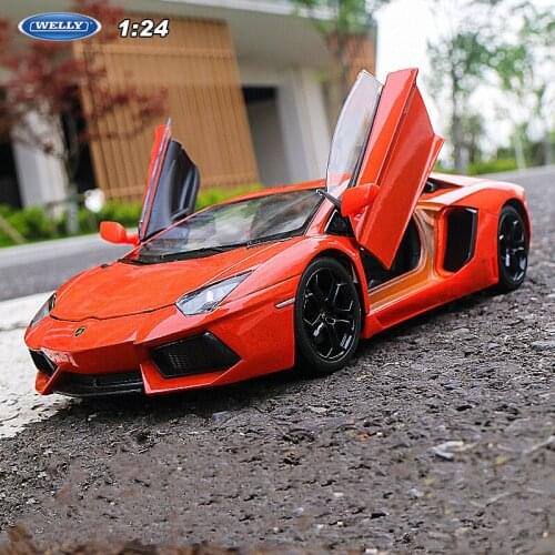 WELLY 1:24 Lamborghini LP700-4 red car alloy car model simulation car decoration collection gift toy Die casting model