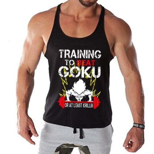 Men TRAINING bodybuilding tank tops fitness GOKU print cotton sexy tank tops vest men sleeveless shirt undershirt 2021