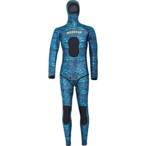 Wetsuit Men 3mm Neoprene Diving Suit 2-Piece Spearfishing Underwater Hunting Jumpsuit Swimsuit Canoeing Open Cell Hood