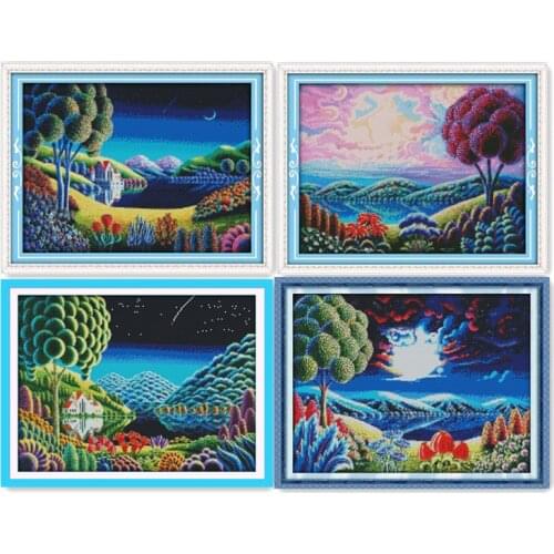 Everlasting Love Fantastic Scenery Chinese Cross Stitch Kits Ecological Cotton Printed 11CT DIY New Christmas Decorations Gift