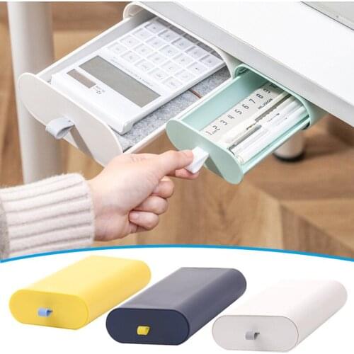 Under Desk Drawer Organizer Storage Paste Drawer-Type Self-Adhesive Storage For Home Office JW