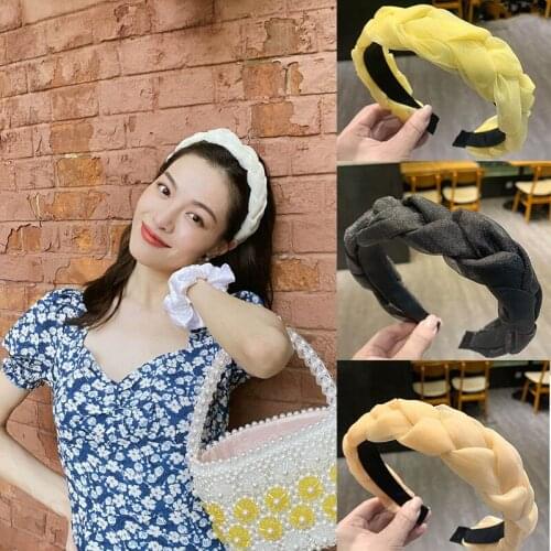 Ladies Twist Braided Headband Korean Fashion Fabric Net Yarn Hairband Hair Accessories Ins Fresh Washing Face Pressing Hair Hoop