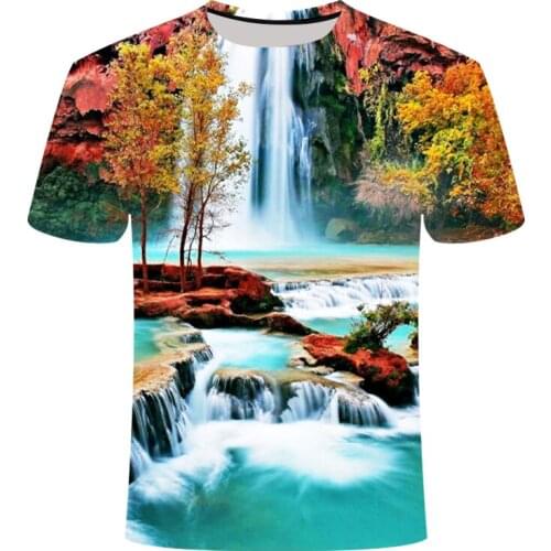 Nature/Landscape Tree T-Shirt Summer Leisure Scenery Full Version 3d T-Shirt Cool MenS Wear 0 Collar Xxs-6xl