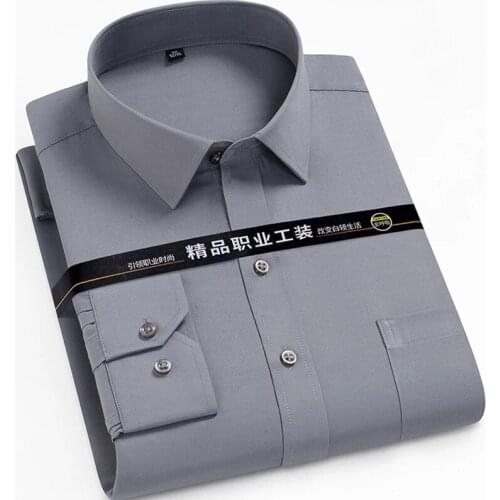 Plus Size 8XL 7XL 6XL 5XL Solid Men Dress Shirt Long Sleeve Business Regular-Fit Slim Office Camisa Social Masculina Clothing