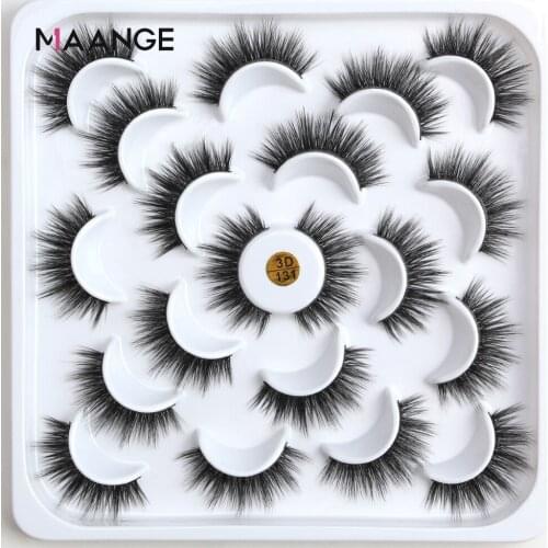 MAANGE 3/6/10 Pairs Faux 3D Mink Lashes Natural Long False Eyelashes Dramatic Volume Fake Makeup Eyelashes Extension Supplies