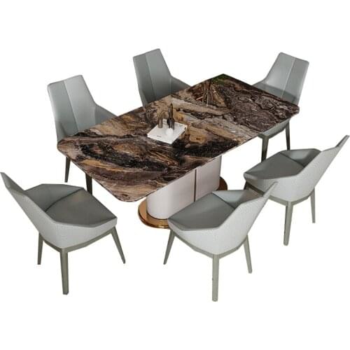 American light luxury marble dining table rectangular modern solid wood dining table combination high-end furniture