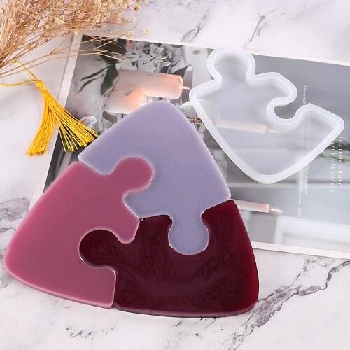 Puzzle Piece Coaster Silicone Epoxy Resin Mold DIY Jewelry Craft Making Tools