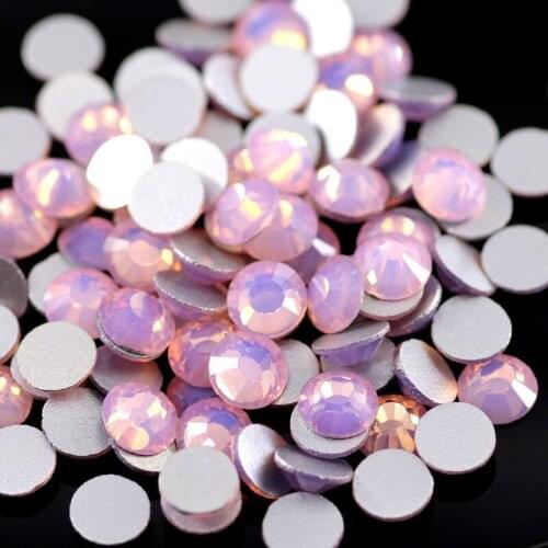 100pcs Cute Crystal Opal Pink Round Flatback Crystal Nail Rhinestone Different Sizes SS3-12 RS-08