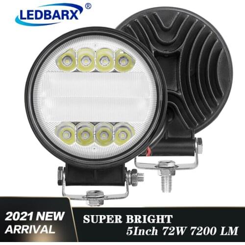 LEDBARX 2PCS Led Round Light Bar 5" 72w 3200 LM Flood Spot Combo Lamp Off Road Led Work Light for Jeep SUV ATV Truck 4x4 Hunters