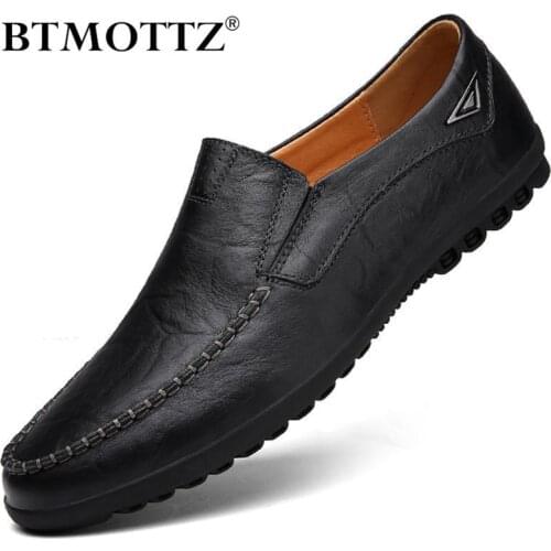 Genuine Leather Men Casual Shoes Brand 2020 Italian Men Loafers Moccasins Breathable Slip on Black Driving Shoes Plus Size 37-47