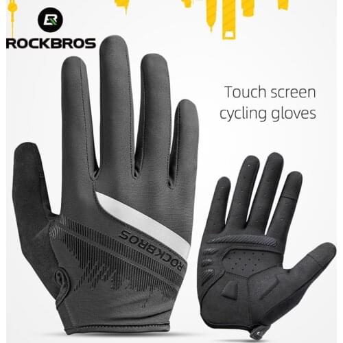 ROCKBROS Mens Cycling Gloves Spring Autumn MTB Bike Gloves Sports Shockproof Breathable Touch Screen Motorcycle Bike Gloves