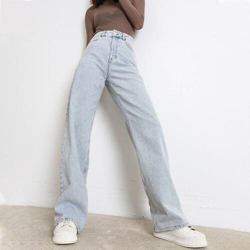 Womens jeans fashion straight leg boyfriend pants high waist casual loose jeans 2021 womens clothing loose denim trousers