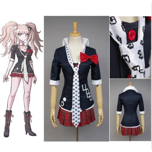 Danganronpa Junko Enoshima Cosplay costume Inushio Kimuchi Symbol Mark Sign Dangan-Ronpa Costume set S-XL