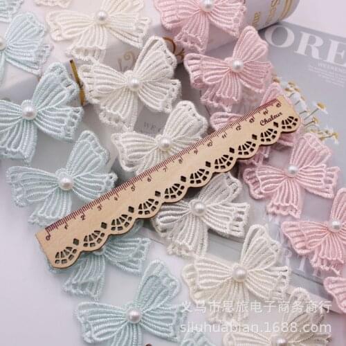 1 yards Butterfly Beaded Lace Organza Ribbon for Diy Ragdoll Clothing Dress Hat Trims Gift Box Packaging Accessories