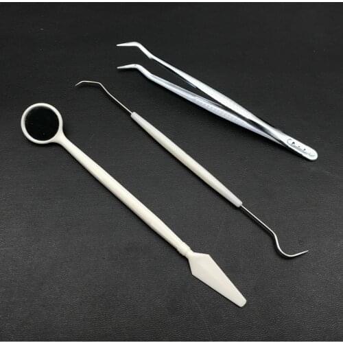 3pcs/set Teeth Whitening Cleaning Tools Kit Tooth Hook & Tweezers & Mirror Dental Material Instrument Tools Tooth Whitening Kit