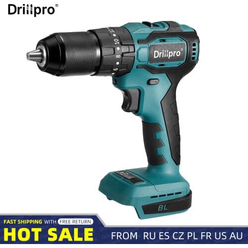 3 in 1 13mm 2 Speed Brushless Electric Drill Hammer Cordless Screwdriver 20+3 Torque Impact Drill Tools for Makita 18V Battery