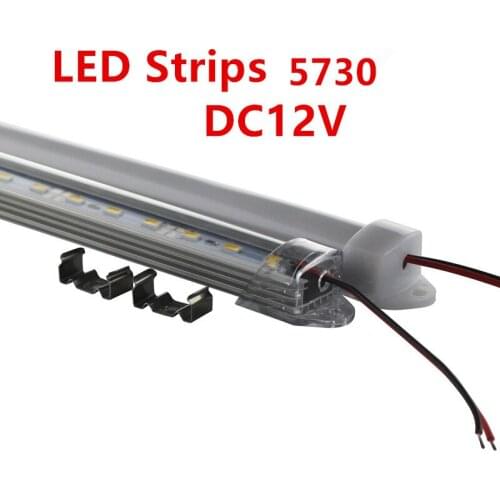 50pcs*DHL Factory Wholesale 50CM DC12V 36 SMD 5730 LED Hard Rigid LED Strip Bar Light with U Aluminium shell +pc cover