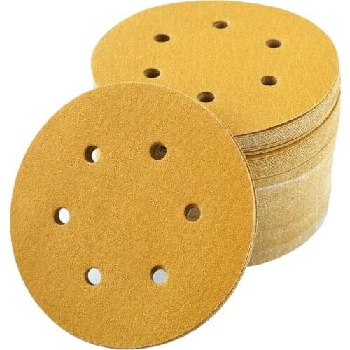 6-Inch 6-Hole Hook and Loop Sanding Discs 120-Grit, Random Orbital Sandpaper for Automotive and Woodworking, 100-Pack