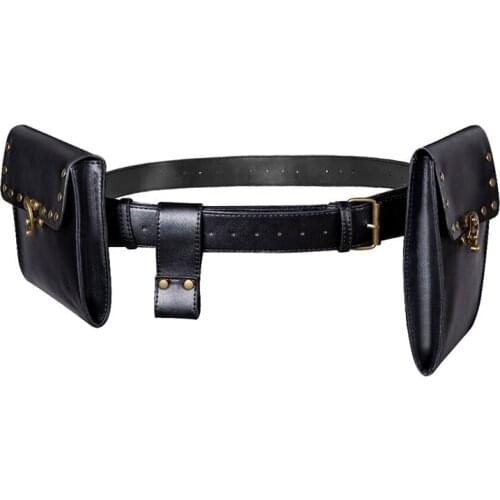 Men Women Viking Costume Accessory Antique for Adult Steampunk Fanny Packs Medieval Pouch Retro Phone Bag Belt Leather Wallet