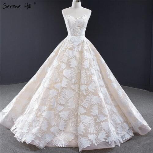 White Nude Sweetheart Sexy Wedding Dresses 2021 Lace Up Handmade Flowers Sleeveless Bridal Gowns HM67054 Cusotm Made