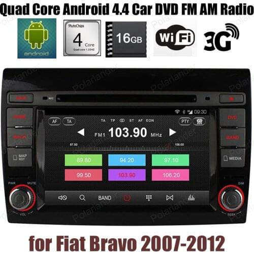 For F/iat B/ravo 2007-2012 Android4.4 Quad Core Car DVD CD radio stereo Support DTV DVR GPS BT 3G WiFi DAB+ TPMS 16G ROM