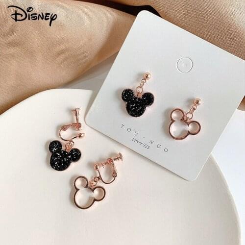 Disney Mickey Mouse Cartoon Earrings Ear Clips Sweet Girl Simple Wild Long Dangle Earrings Big Drop Earrings for Women Jewelry