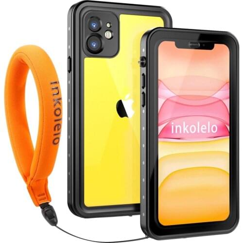 Inkolelo iPhone 11 Waterproof Case Built-in Screen IP68 Full Sealed Shockproof Cover for Swimming Diving Matte Black