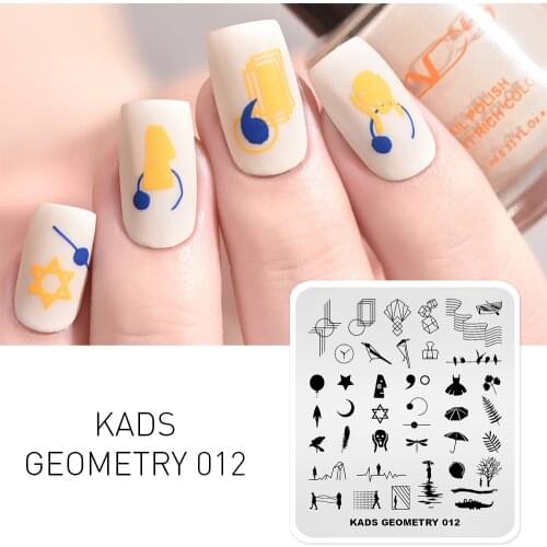 KADS New Nail Art Stamping Plates Geometry Series Images Printing Stamper for Manicure Tool Nail Decoration Templates Stencils