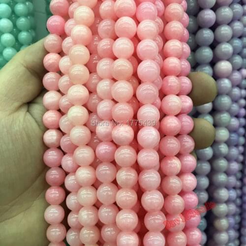 Free Shipping Wholesale 6mm 8mm 10mm 12mm Natural Stone Lit Pink Jadee round Beads For Bracelet Necklace Jewelry Making
