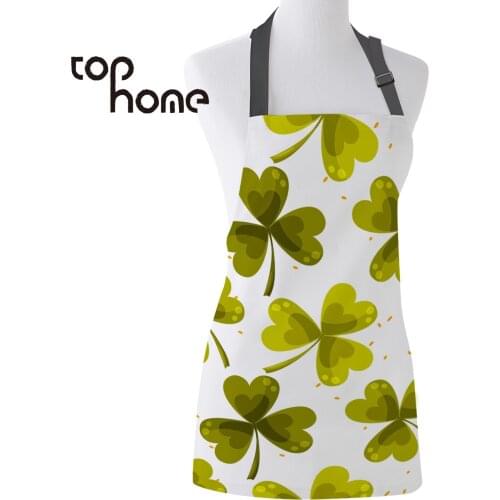 Tophome Kitchen Apron Yellow Green Clover Printed Adjustable Sleeveless Canvas Aprons for Men Women Kids Home Cleaning Tools