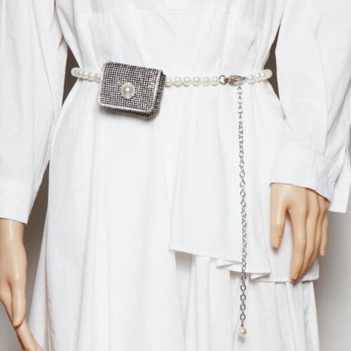 Fashion Trend 2021 New Pearl Mini Waist Bag Flash Diamond Rhinestone Belt Bag Party Fashion Coin Purse Fanny Pack for Women