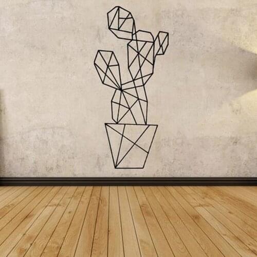 Cactus Decal Plant Origami Vinyl Art Wall Sticker Home Decor Living Room Geometry Pattern Removable Bedroom Wallpaper A367