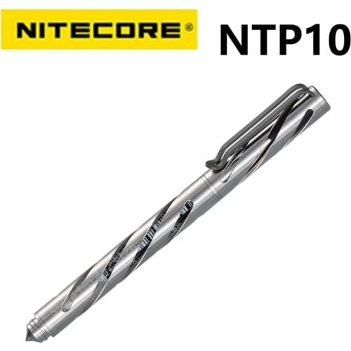 NITECORE NTP10 Titanium Tactical Pen Hallow Carve Body Tungsten Steel Tapered Tip Matt Aluminum Alloy Pen Self-defense Case