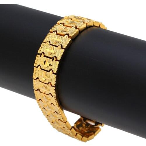 New Arrivals Bracelet Jewelry Wholesale Fashion Jewelry 24K Gold Color Mens Gold Brass Bracelet