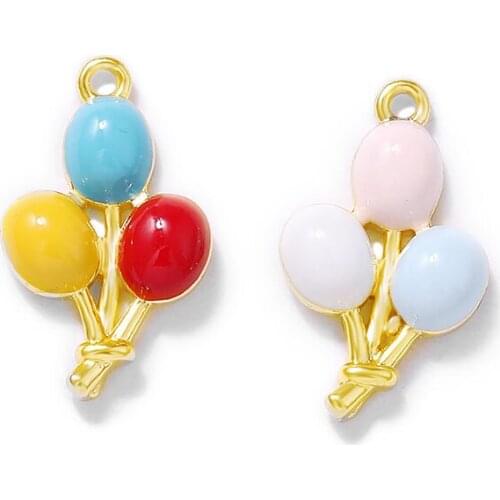 Factory wholesale Gold Color Brass Dripping oil Balloons Charms Pendants Necklace and Bracelet Earring Diy Jewelry Accessories