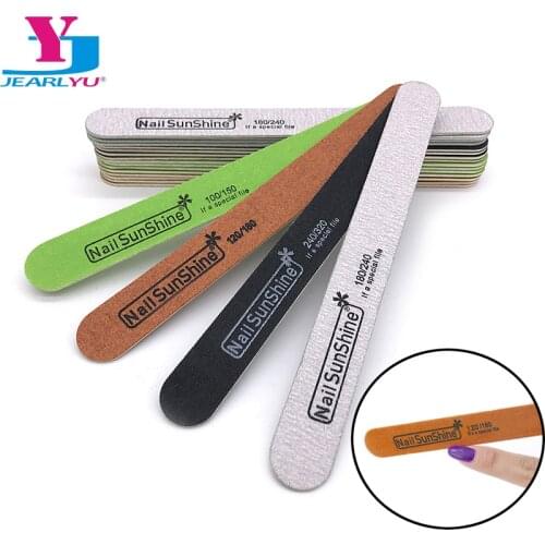 100 X Wooden Nail File Nail Sunshine Lixa De Unha Nagelvijl Lima 100/150 120/180 180/240 240/320 Grit Sandpaper Vernis A Ongles