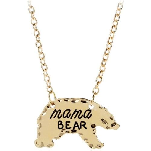 Mothers Day Gift mama bear Alloy Necklace Fashion Cute Animal Pendant Chain Necklace For Gift
