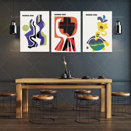 Ronald King Set of Three Prints, Minimal Print Set, Boho Poster Set, Wall Art Poster Set